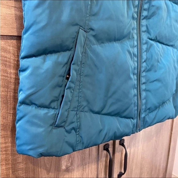 Lands End Medium Goose Down Puffer Vest zip teal green - Picture 6 of 9